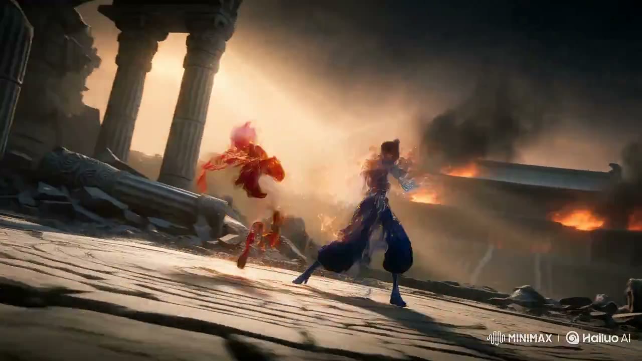 Two fantasy fighters in Zara's MiniMax H3 action scene