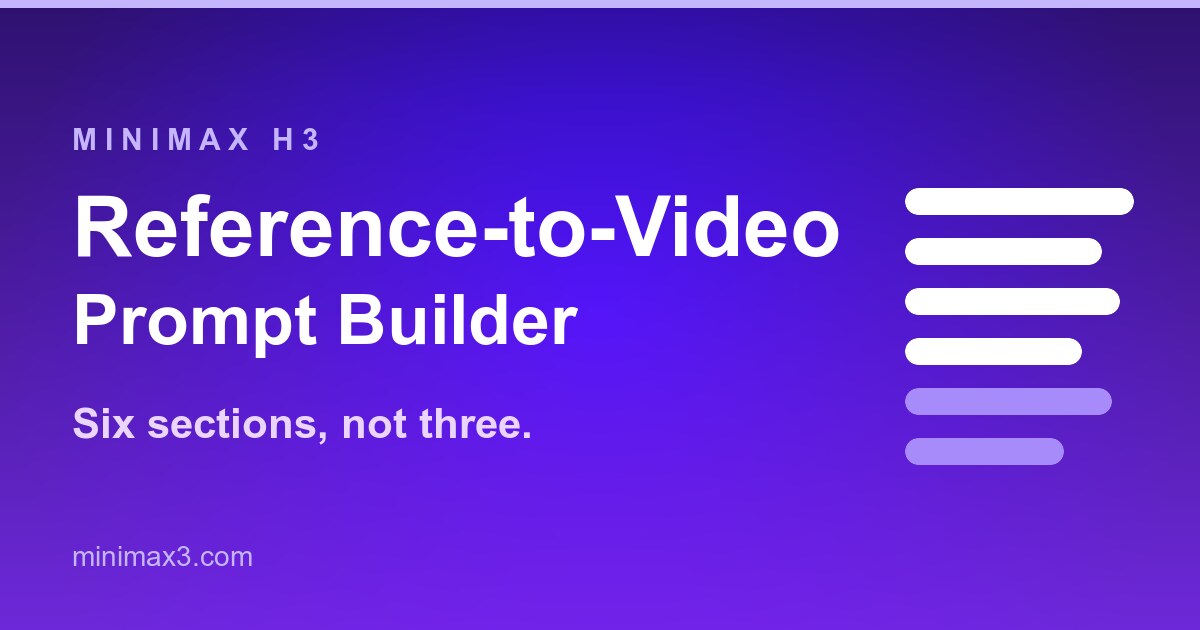 MiniMax H3 Reference-to-Video Prompt Builder (Ref2VA)